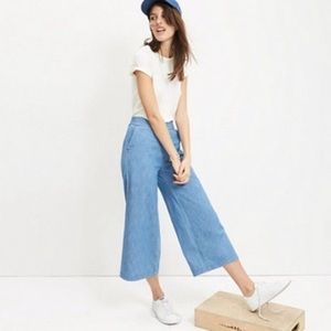 Madewell Chambray Huston Pull-On Crop Pants Size Medium